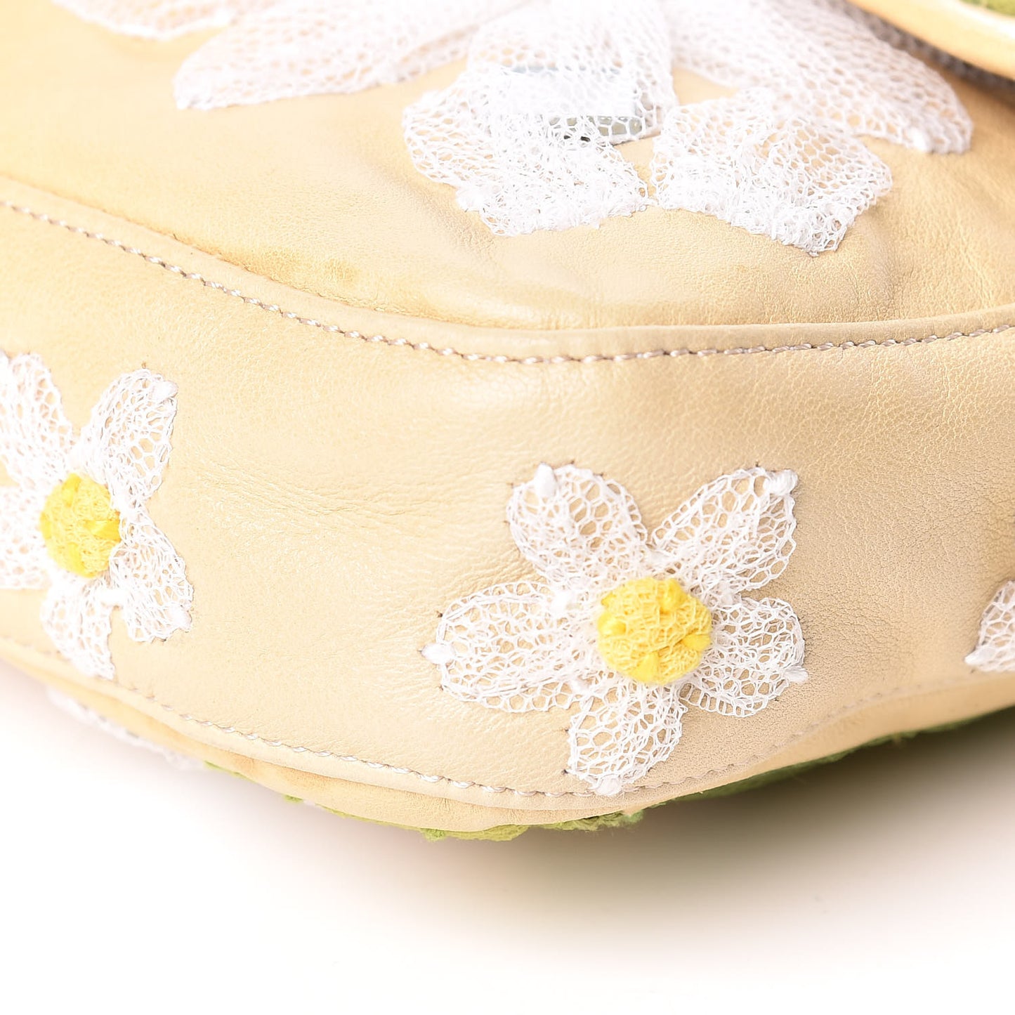 Nappa Flower Applique Baguette Ivory