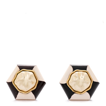 Chanel Pearl Clip On Earrings Brown Gold 1 of 4