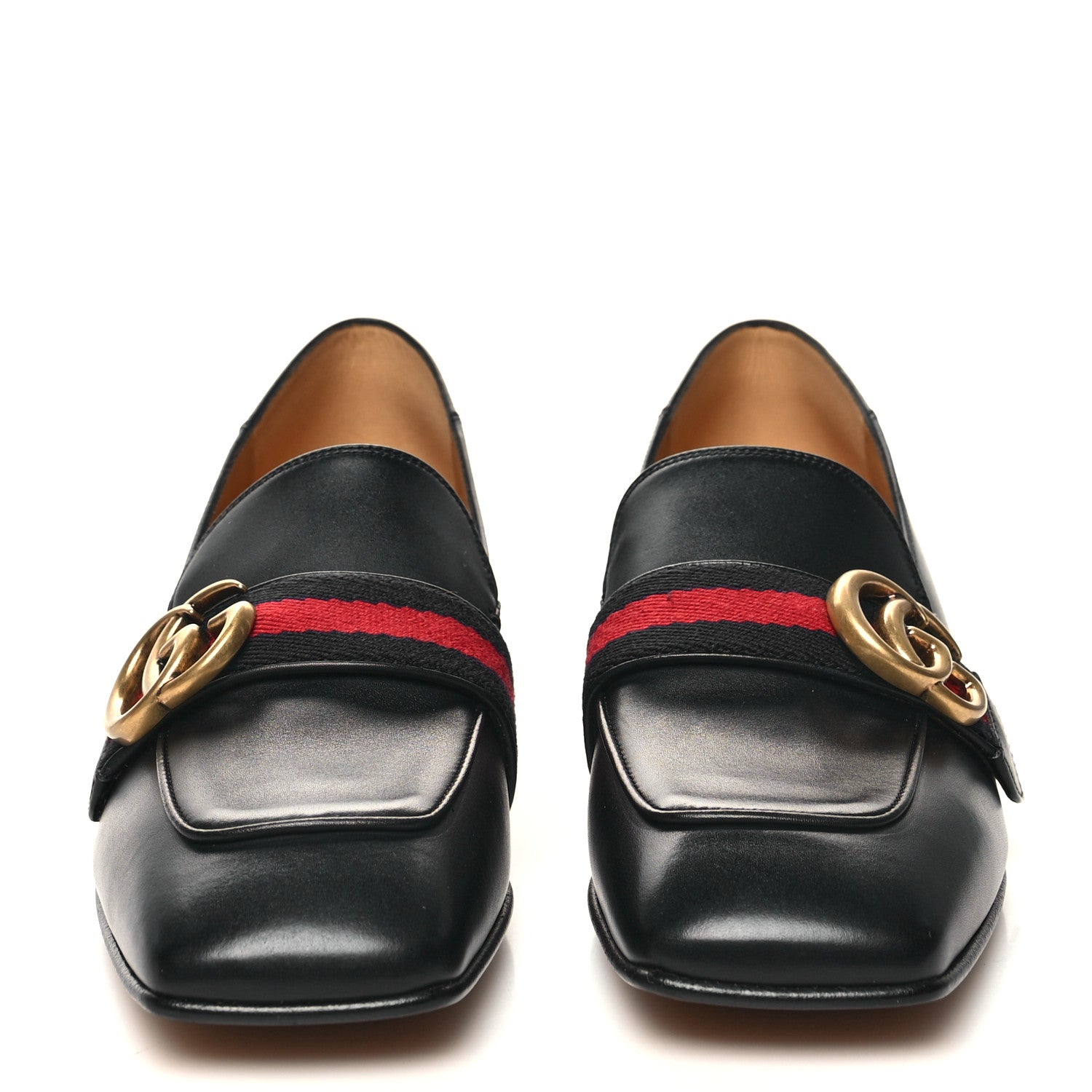Gucci Betis Glamour Calfskin Web Pearl Embellished Peyton 35mm Loafer Pumps 36 Black 2 of 9