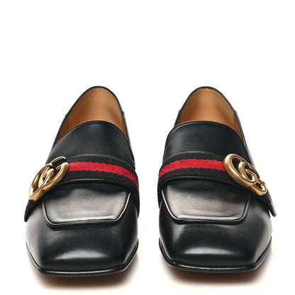 Gucci Betis Glamour Calfskin Web Pearl Embellished Peyton 35mm Loafer Pumps 36 Black 2 of 9