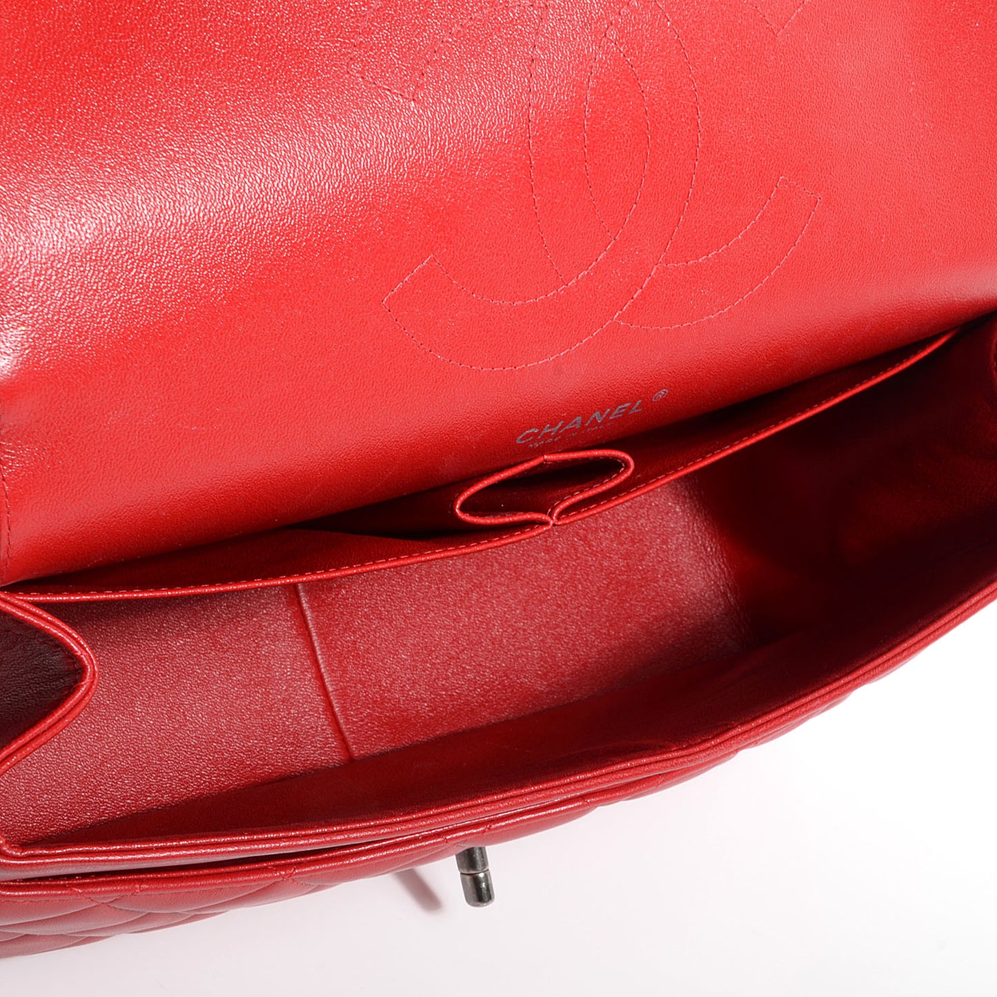 Lambskin Jumbo Double Flap Red