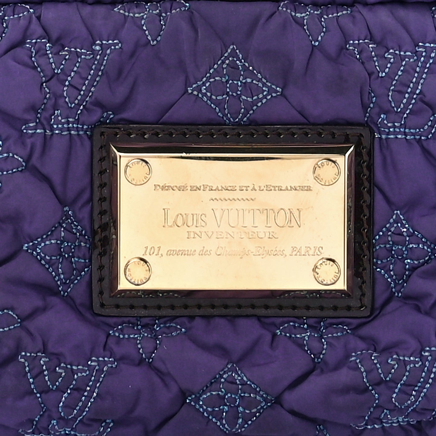 Nylon Quilted Pochette Devi MM Purple