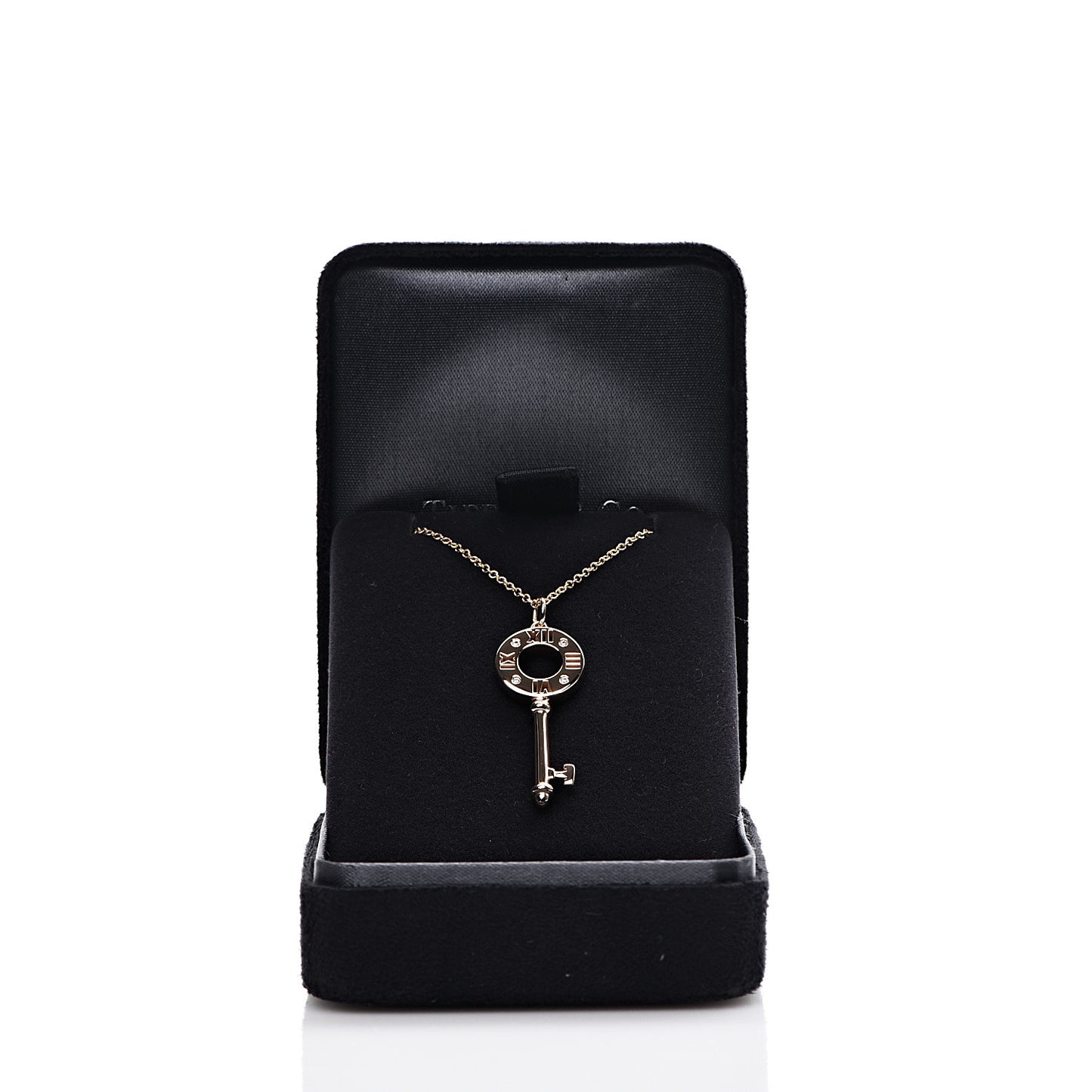 18K Rose Gold Diamond Atlas Pierced Key Pendant Necklace