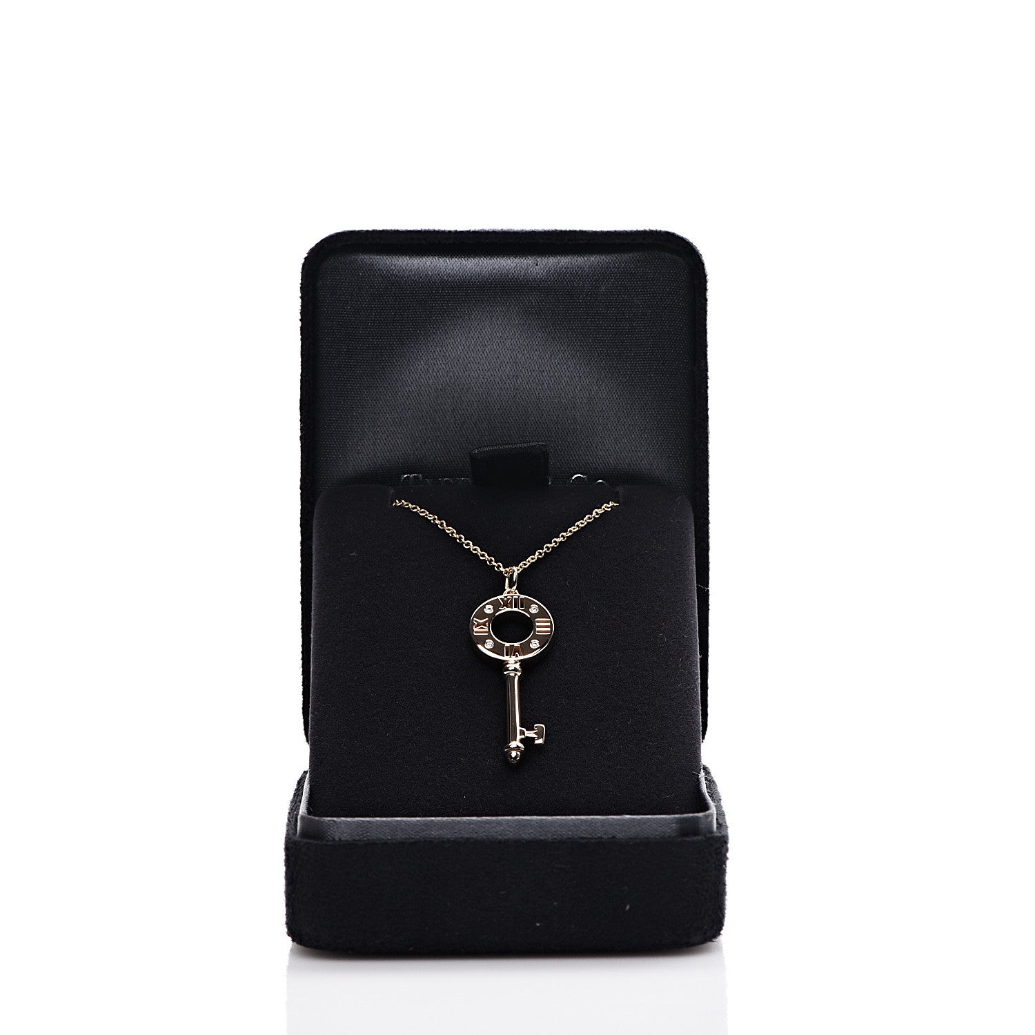 Tiffany 18K Rose Gold Diamond Atlas Pierced Key Pendant Necklace 7 of 7