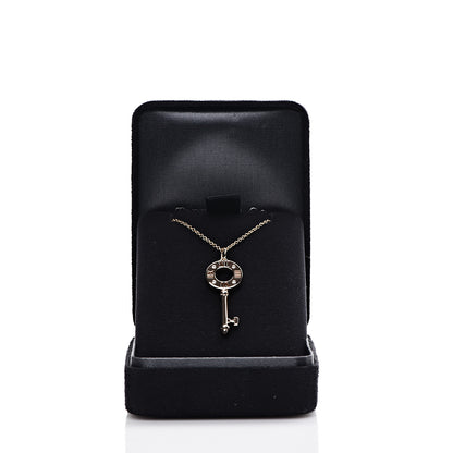 Tiffany 18K Rose Gold Diamond Atlas Pierced Key Pendant Necklace 7 of 7