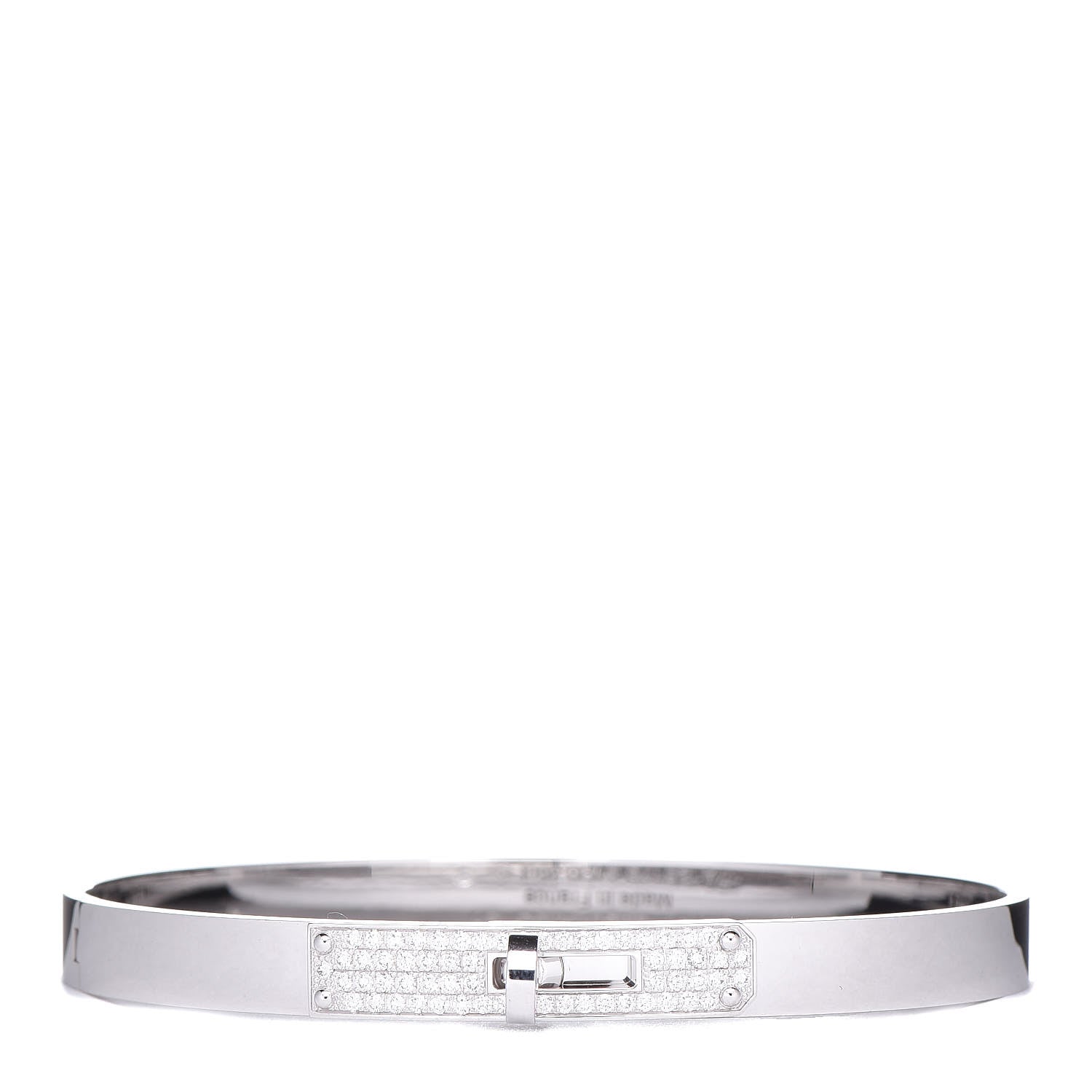 Hermes 18K White Gold Diamond PM Kelly Pave Bracelet SH 1 of 5