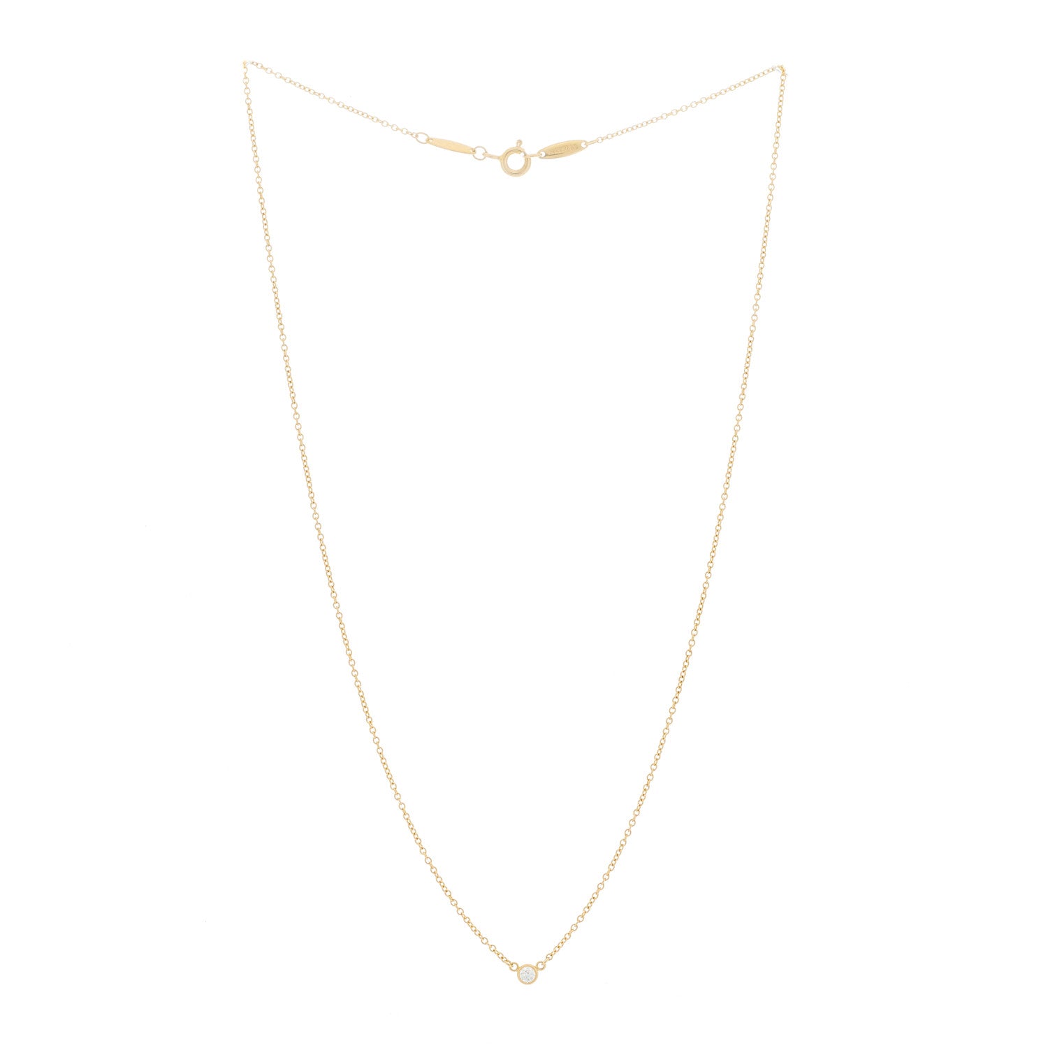 Tiffany 18K Yellow Gold Diamond .05ct Elsa Peretti Diamonds by the Yard Pendant Necklace 2 of 5