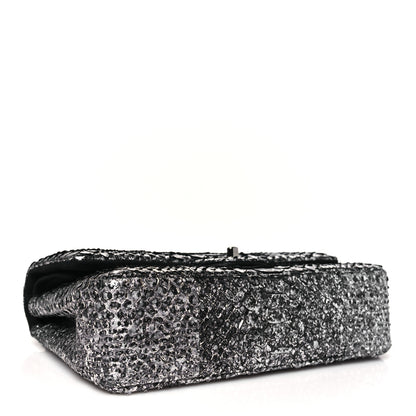 Chanel Metallic Snakeskin Medium Double Flap Black Silver 4 of 11