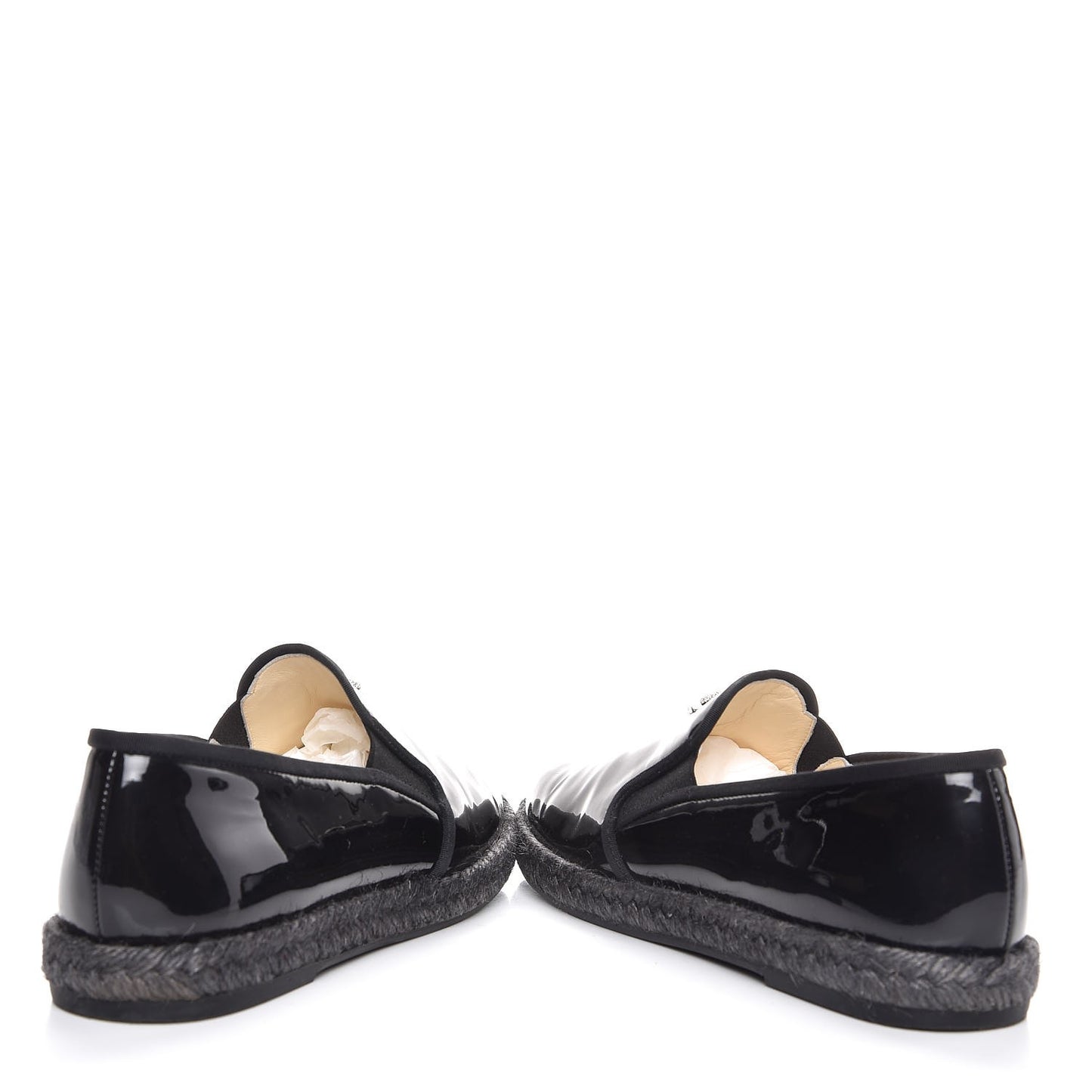 Patent Calfskin CC Mocassin Loafer Espadrilles 37 Black