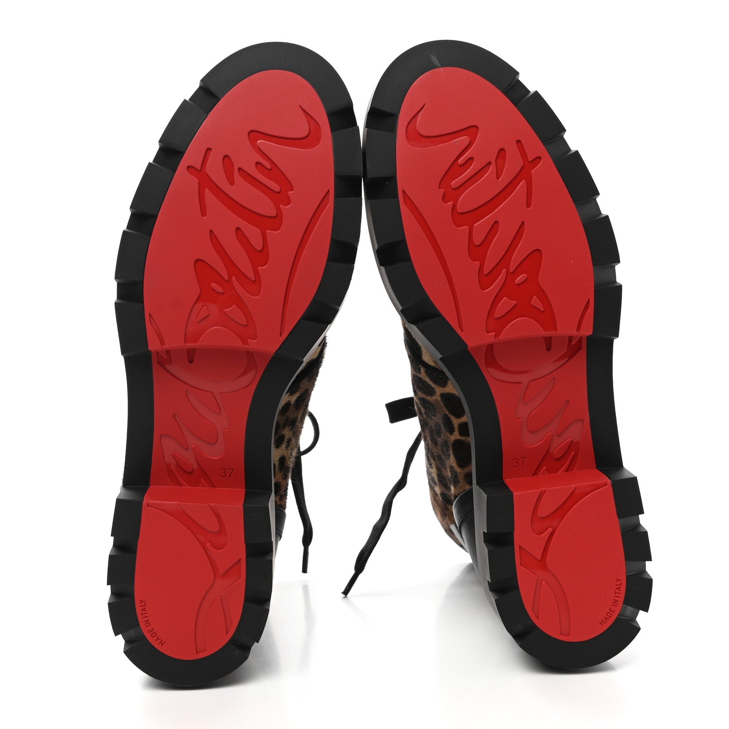 Christian Louboutin Pony Hair Calfskin Macademia Flat Combat Boots 37 Amazonia Version Multi 5 of 7