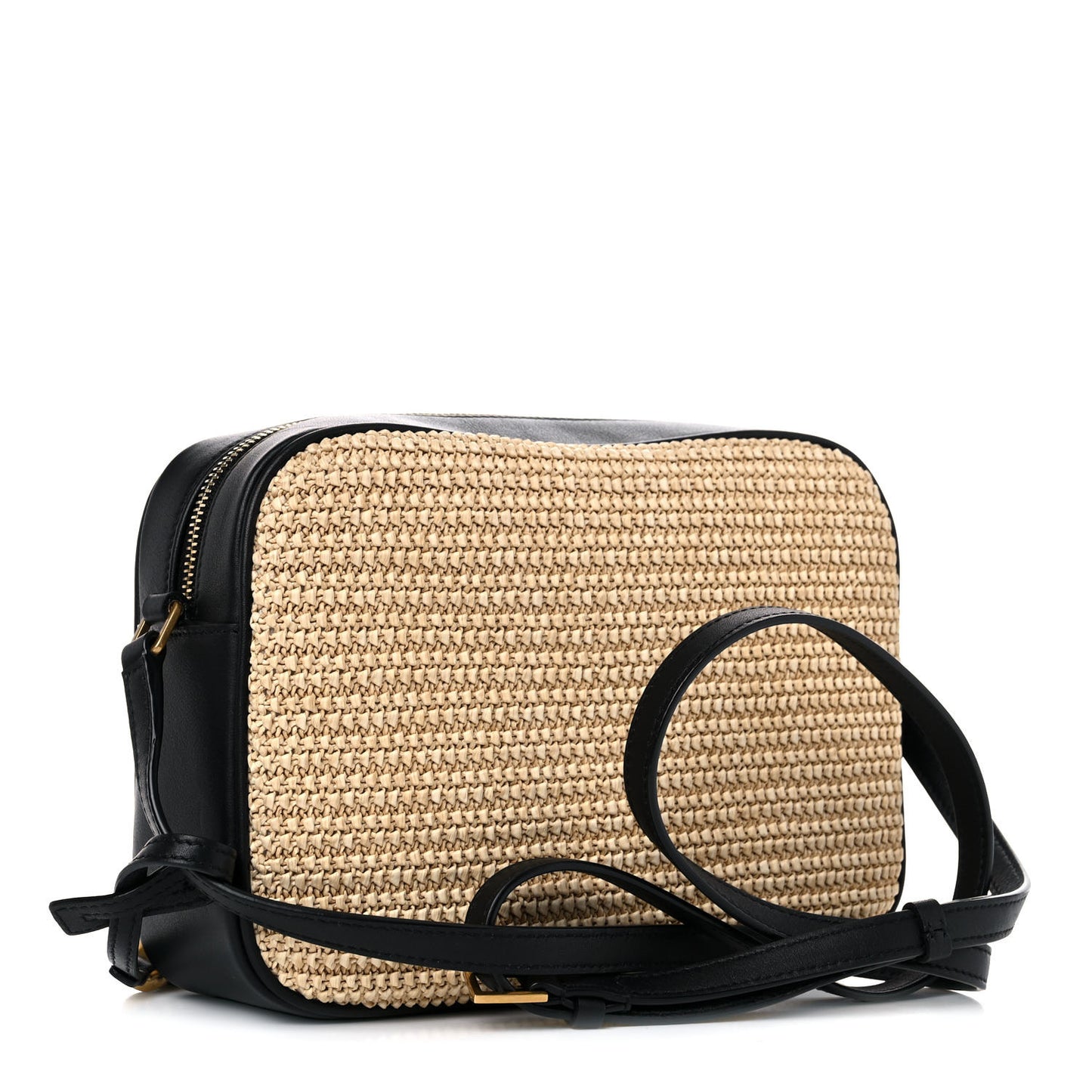 Raffia Canvas Monogram Lou Camera Bag Beige Black