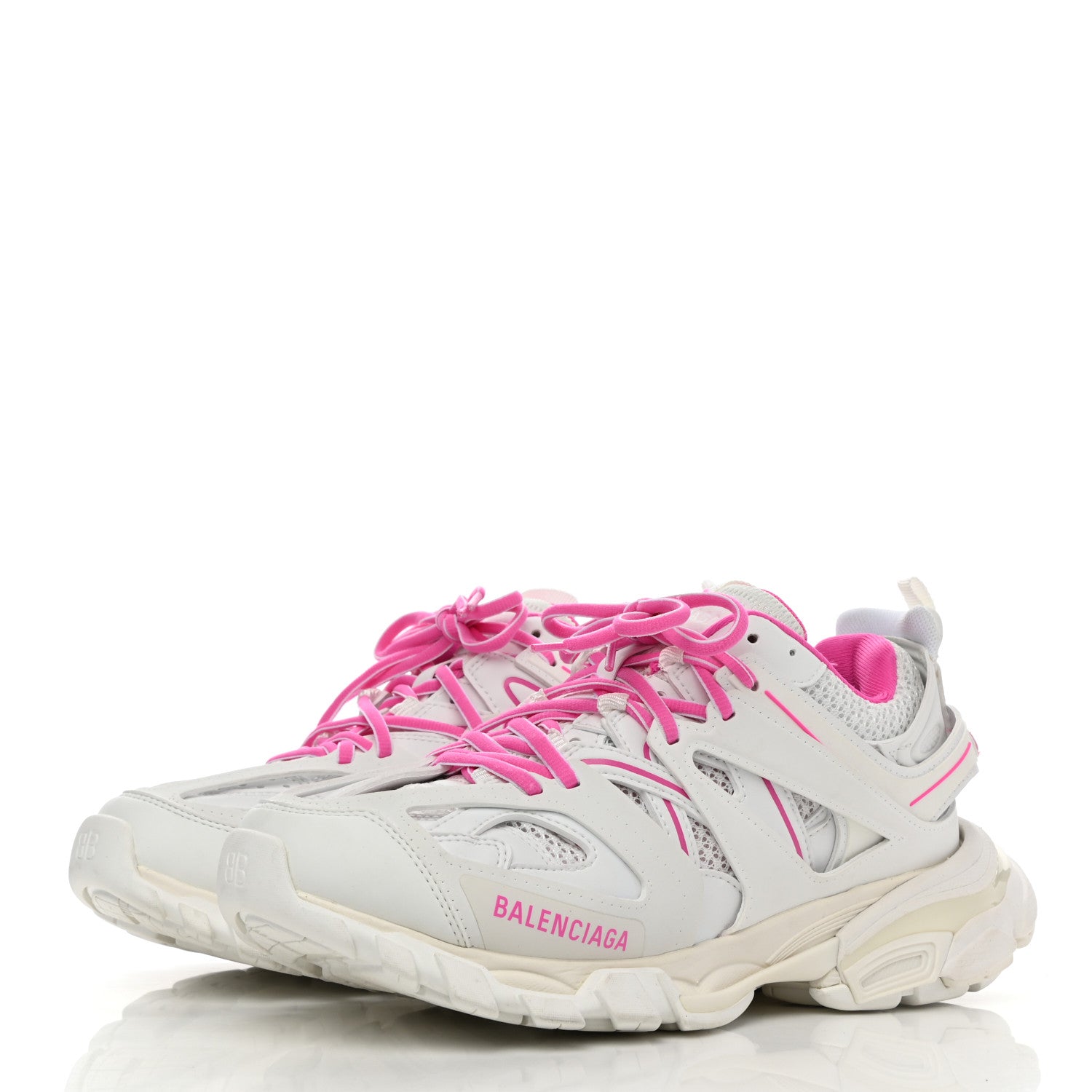 Balenciaga Mesh Rubber Bi-Color Womens Track Sneakers 39 White Fluo Pink 3 of 7