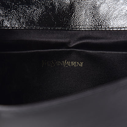 Saint Laurent Textured Patent Monogram Large Belle De Jour Clutch Black 6 of 7