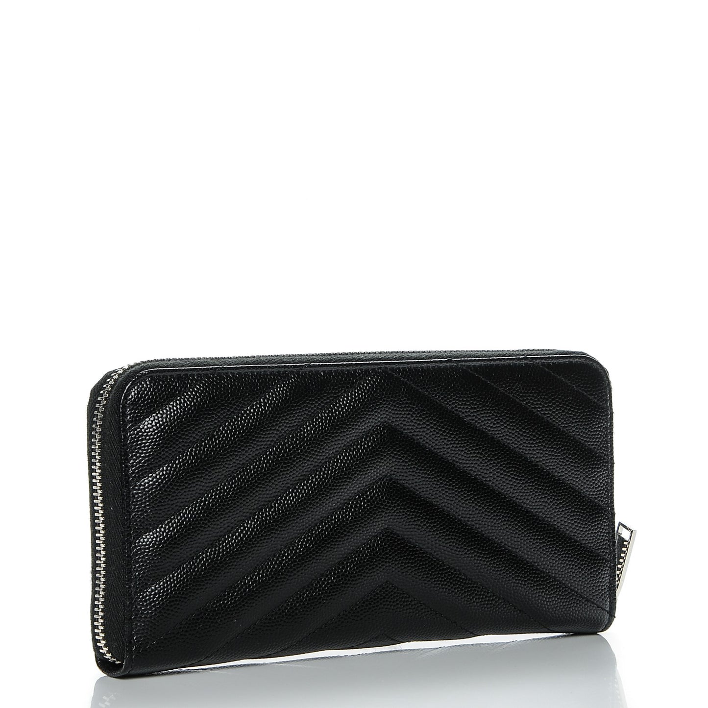 Grain De Poudre Matelasse Chevron Monogram Zip Around Wallet Black