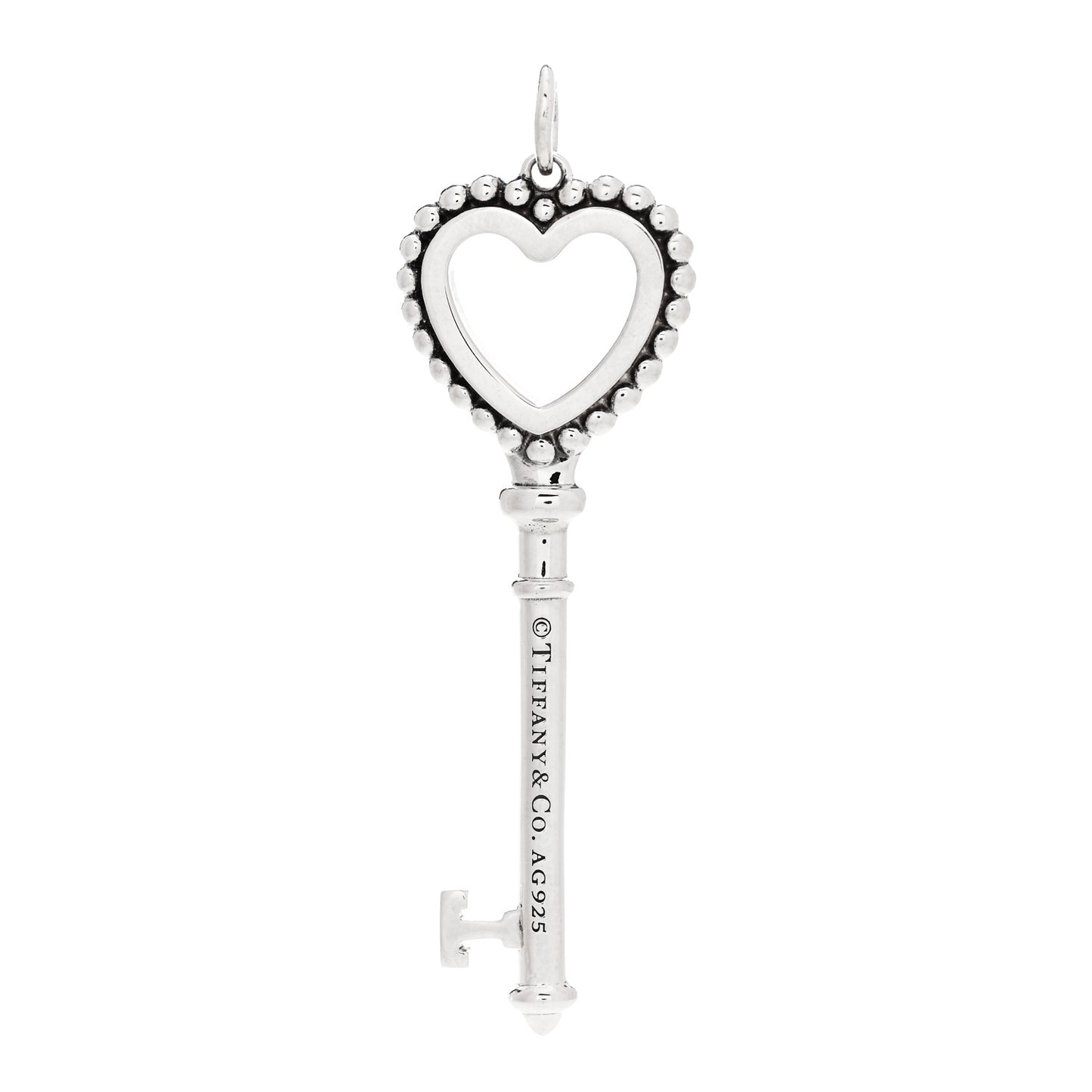 Sterling Silver Enamel Beaded Heart Key Pendant Blue
