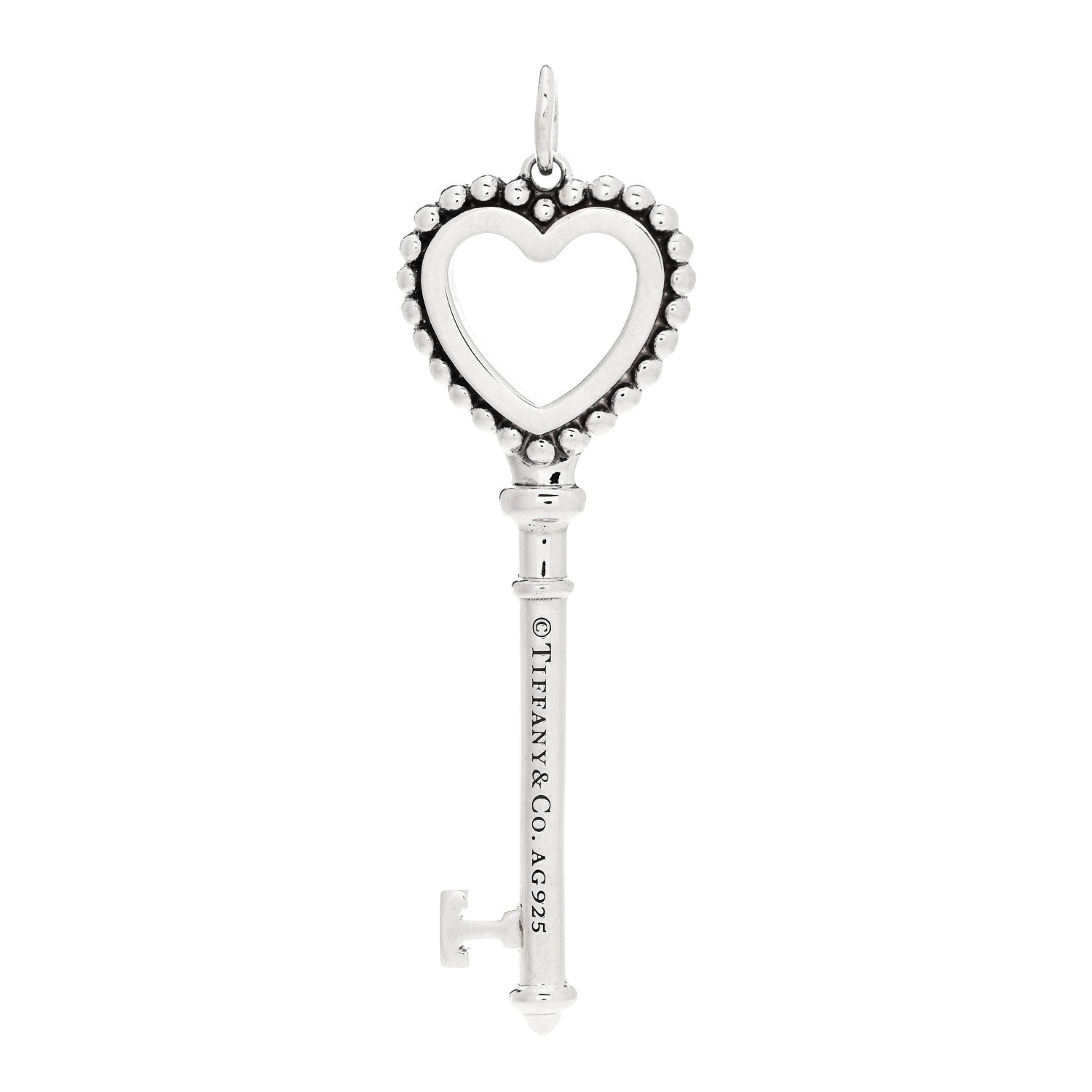 Tiffany Sterling Silver Enamel Beaded Heart Key Pendant Blue 3 of 4