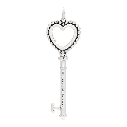 Tiffany Sterling Silver Enamel Beaded Heart Key Pendant Blue 3 of 4
