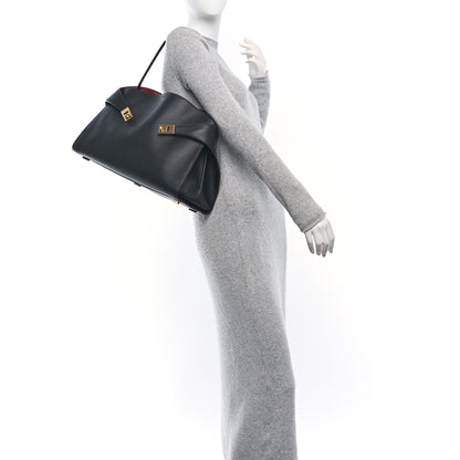 Salvatore Ferragamo Calfskin Large Hug Soft Bag Black Flame Red 2 of 9