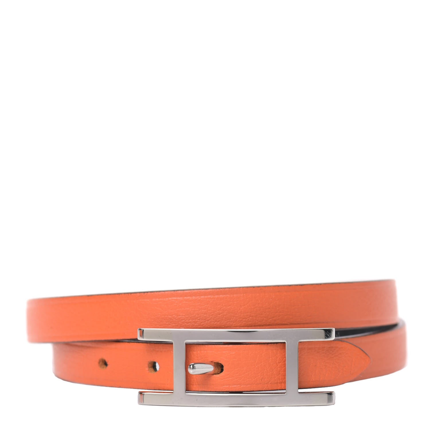 Hermes Swift Epsom Behapi Double Tour Bracelet T4 Orange Black 1 of 5
