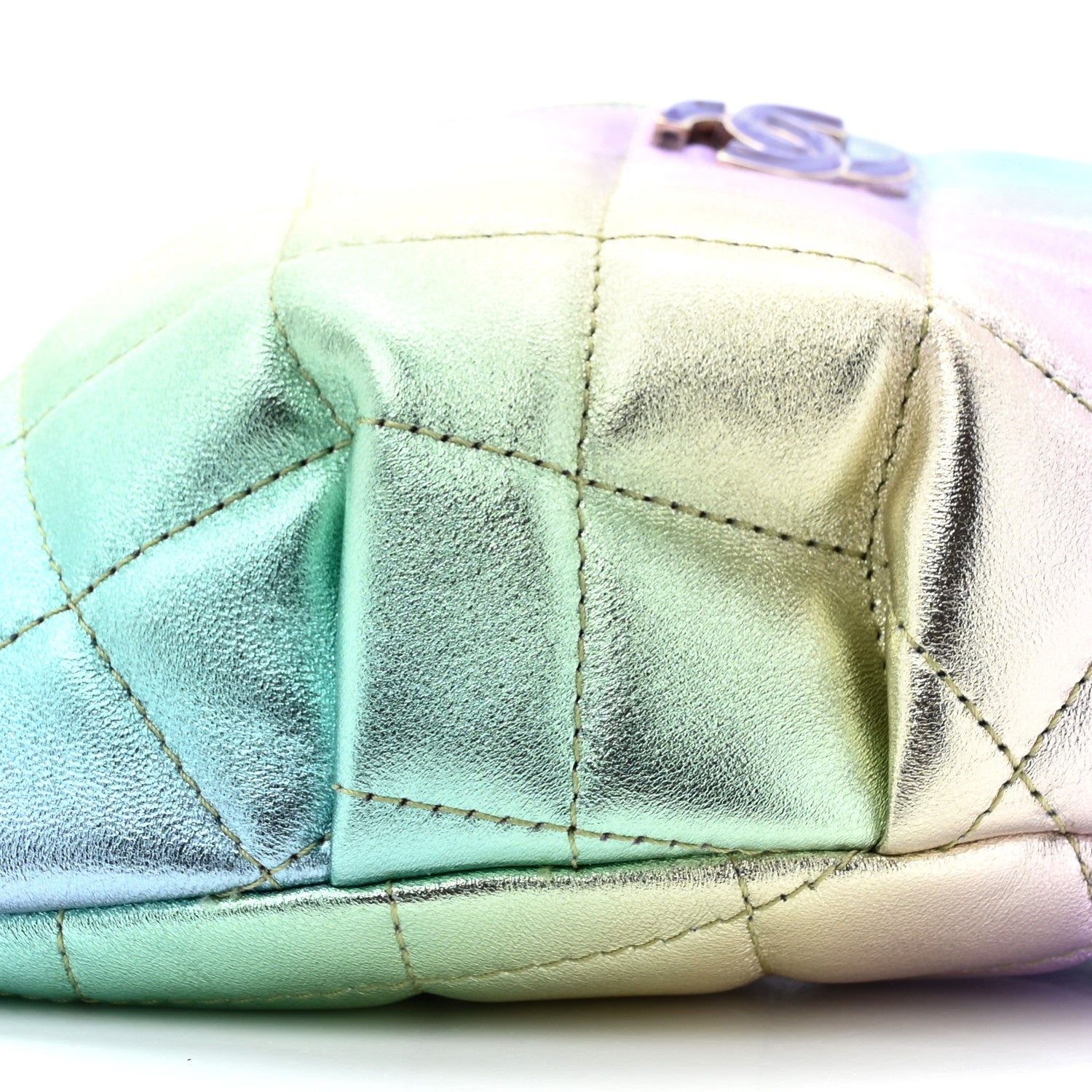 Chanel Gradient Metallic Lambskin Quilted Walking Mood Waist Bag Fanny Pack Pink Purple Green 10 of 10