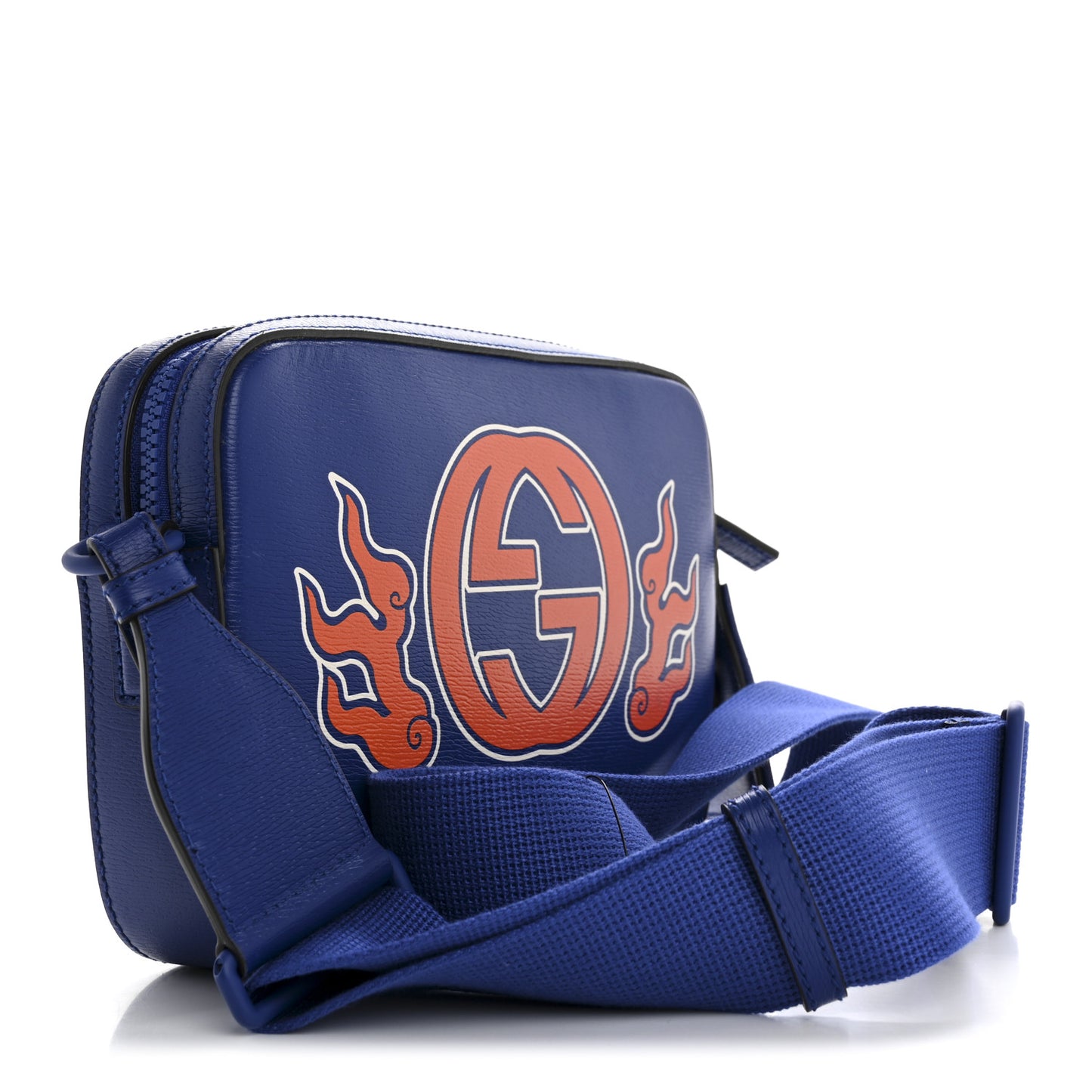 New Shanghai Calfskin Interlocking G Logo Camera Crossbody Bag Cobalt Blue Orange