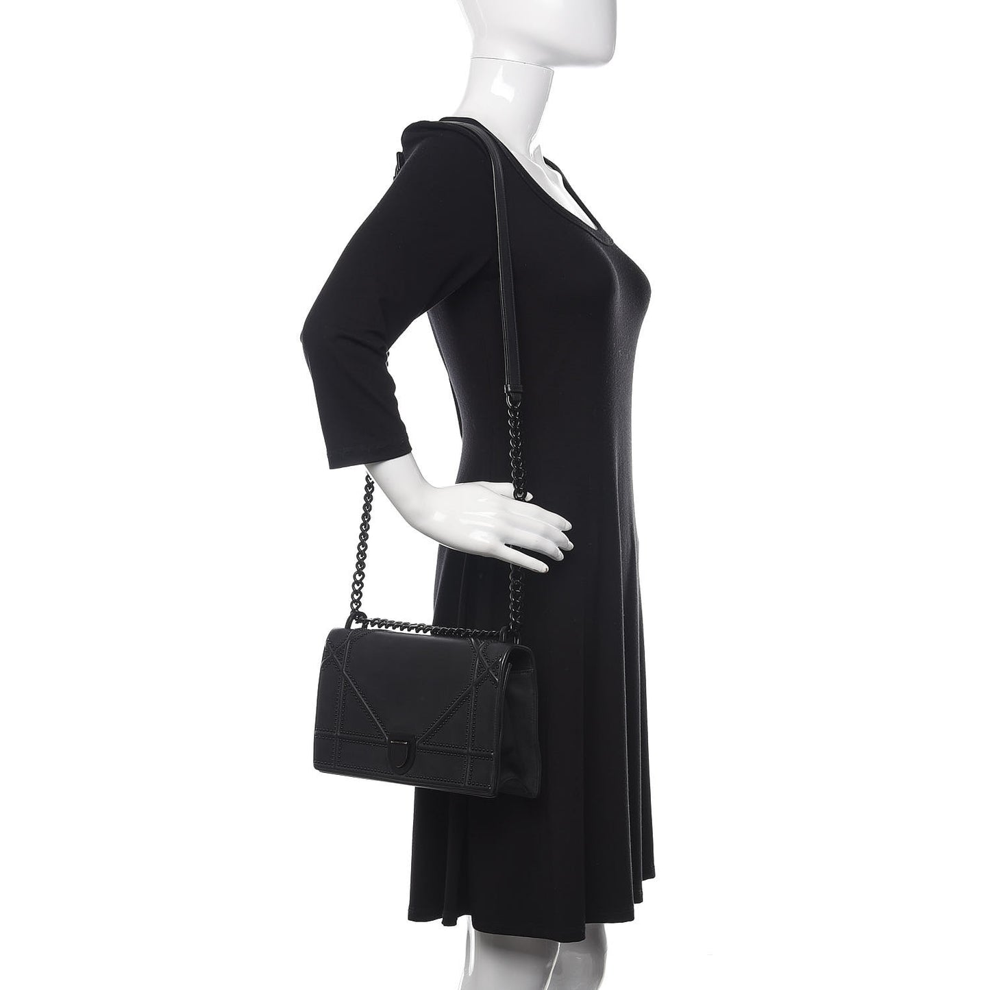 Ultra Matte Calfskin Studded Medium Diorama Flap Bag Black