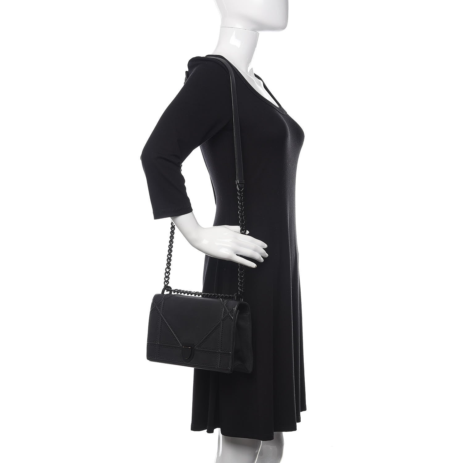 Christian Dior Ultra Matte Calfskin Studded Medium Diorama Flap Bag Black 2 of 11