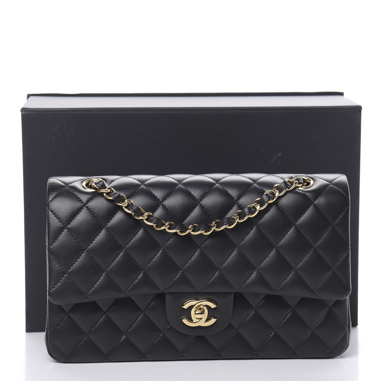 Chanel Lambskin Quilted Medium Double Flap Black 14 of 14