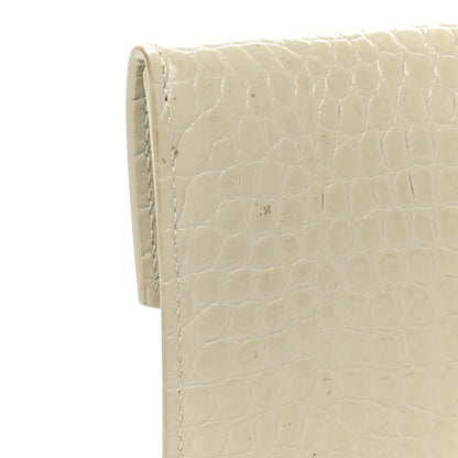 Saint Laurent Calfskin Crocodile Embossed Uptown Monogram Pouch Crema Soft 7 of 8