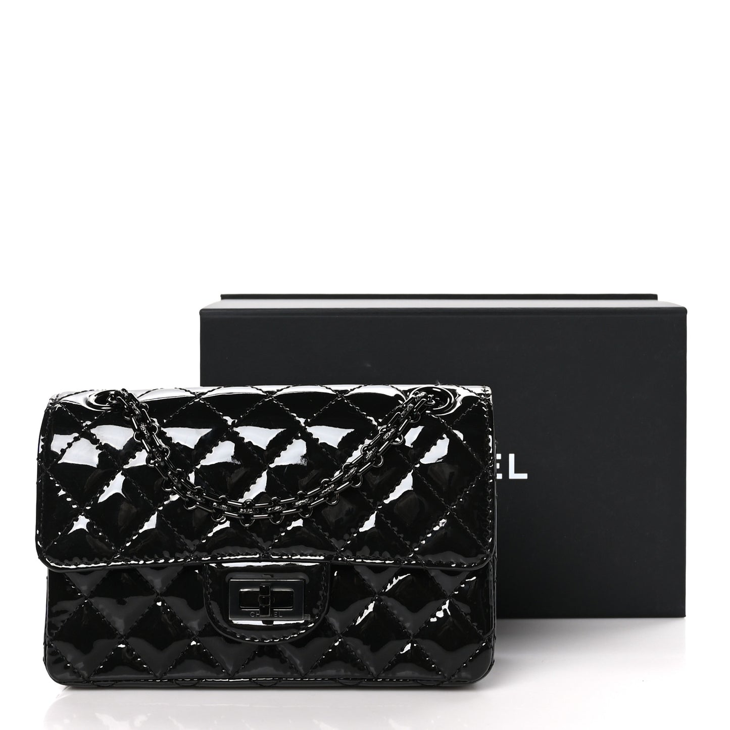 Patent Calfskin Quilted 2.55 Reissue Mini Flap So Black