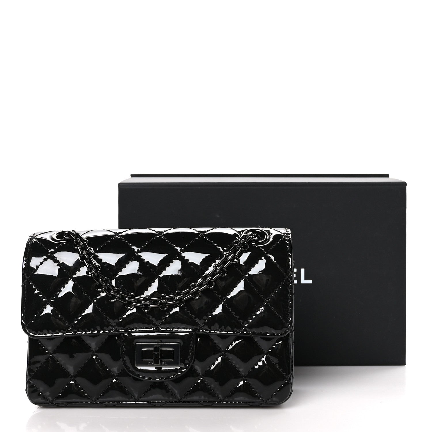 Chanel Patent Calfskin Quilted 2.55 Reissue Mini Flap So Black 11 of 11
