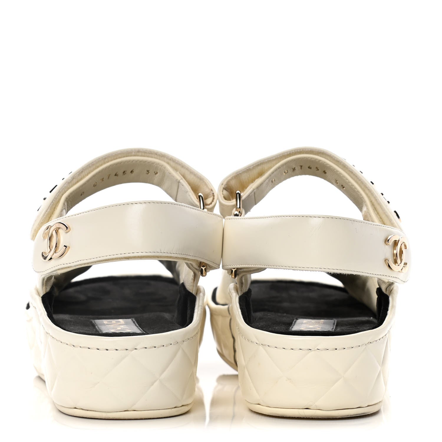 Chanel Shiny Calfskin Logo Platform Sandals 39 Ivory 6 of 16