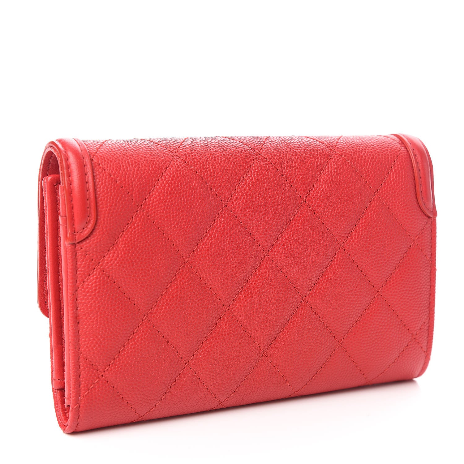 Chanel Caviar Quilted Medium Filigree Flap Wallet Red 3 of 9