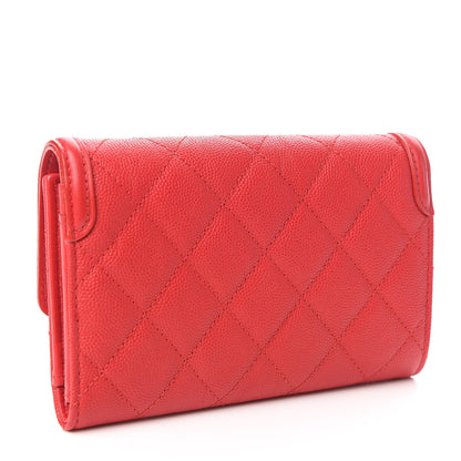 Chanel Caviar Quilted Medium Filigree Flap Wallet Red 3 of 9