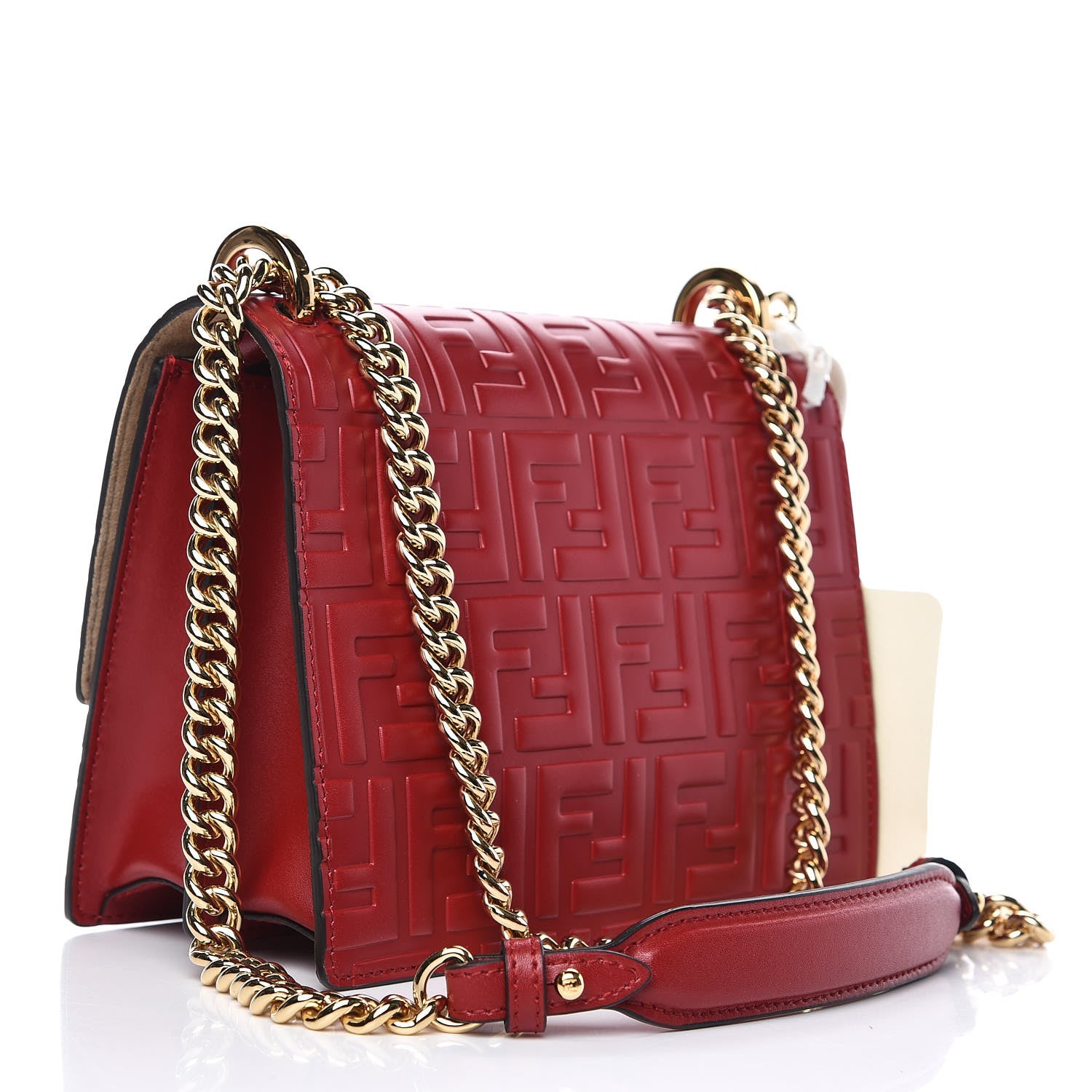 Fendi Vitello Liberty FF 1974 Embossed Small Kan U Shoulder Bag Fragola 3 of 9