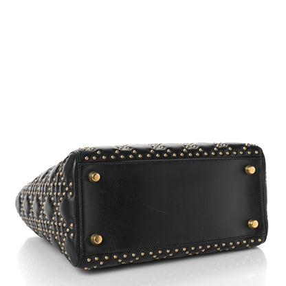Christian Dior Calfskin Cannage Studded Medium Supple Lady Dior Black 4 of 12