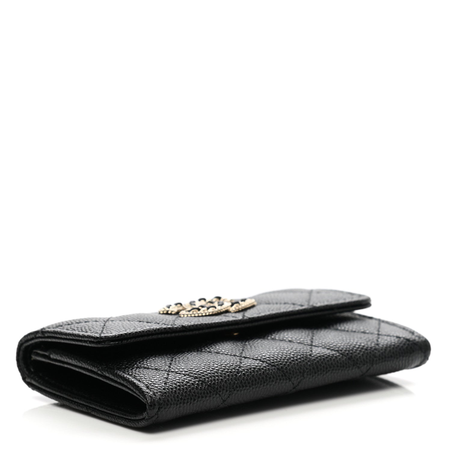 Chanel Caviar Quilted Crystal CC Flap Card Holder Black 4 of 10