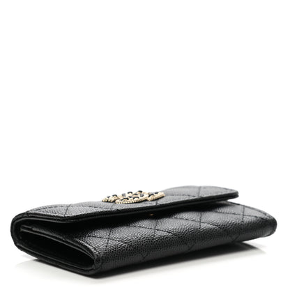 Chanel Caviar Quilted Crystal CC Flap Card Holder Black 4 of 10