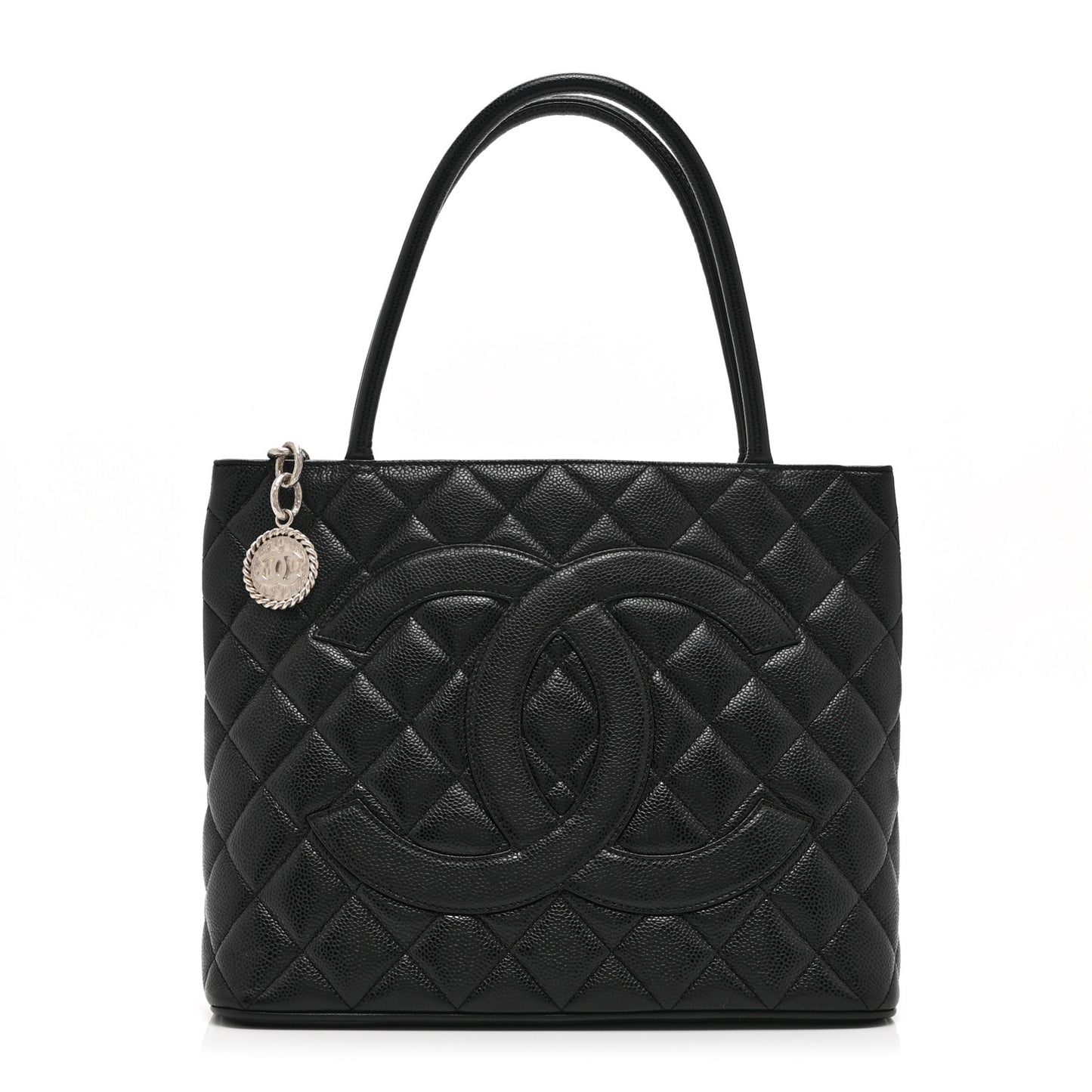 Caviar Quilted Medallion Tote Black