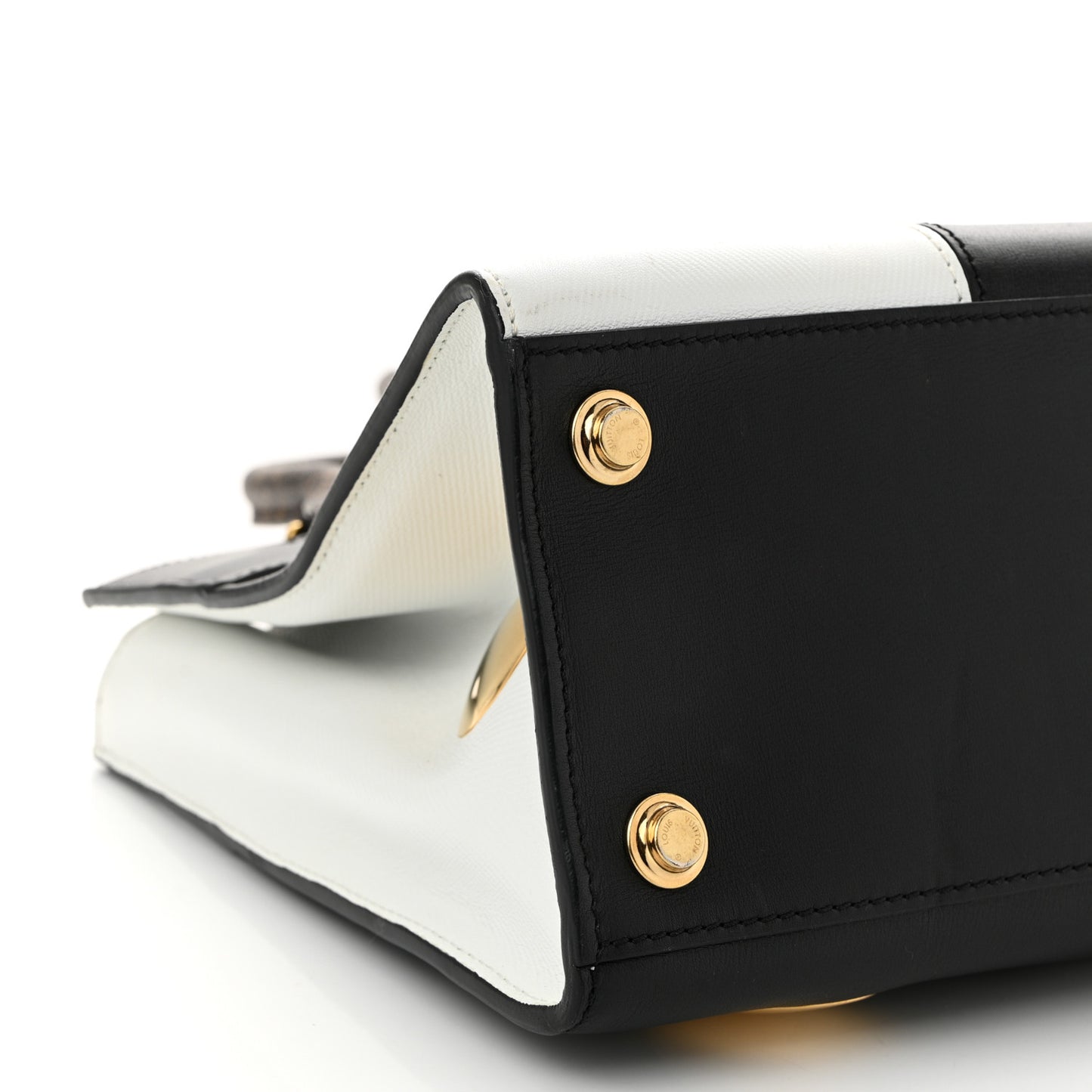 Calfskin Monogram Studded City Steamer PM Black White