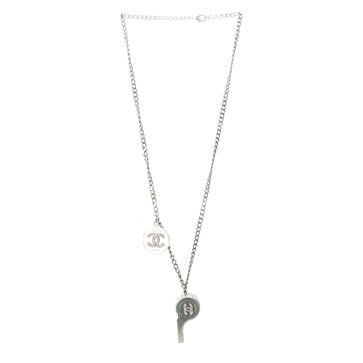 Crystal CC Whistle Pendant Necklace