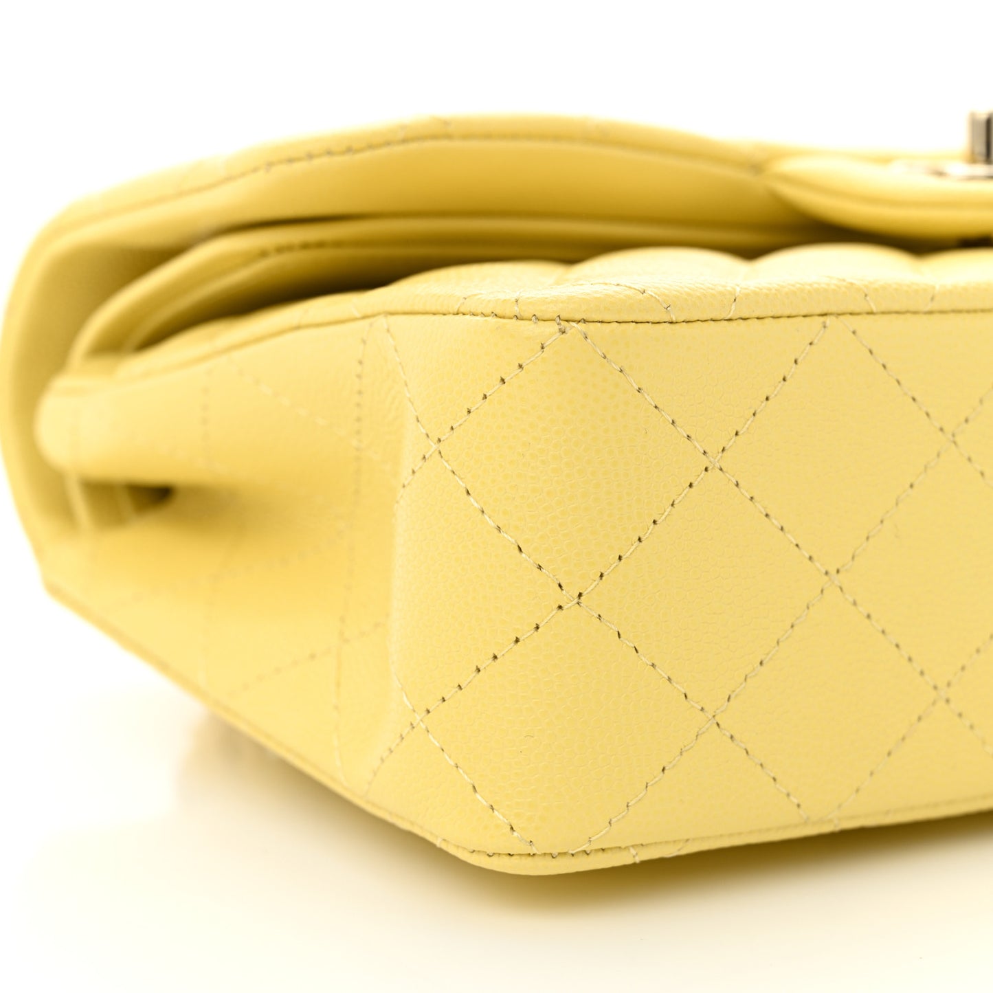 Caviar Quilted Small Double Flap Light Yellow