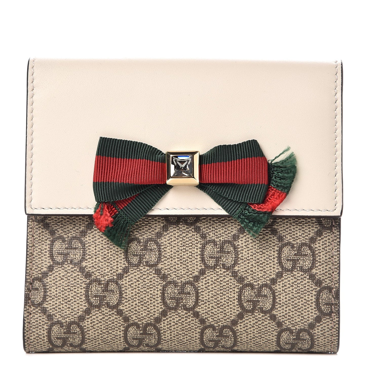 GG Supreme Monogram Grosgrain French Flap Wallet White