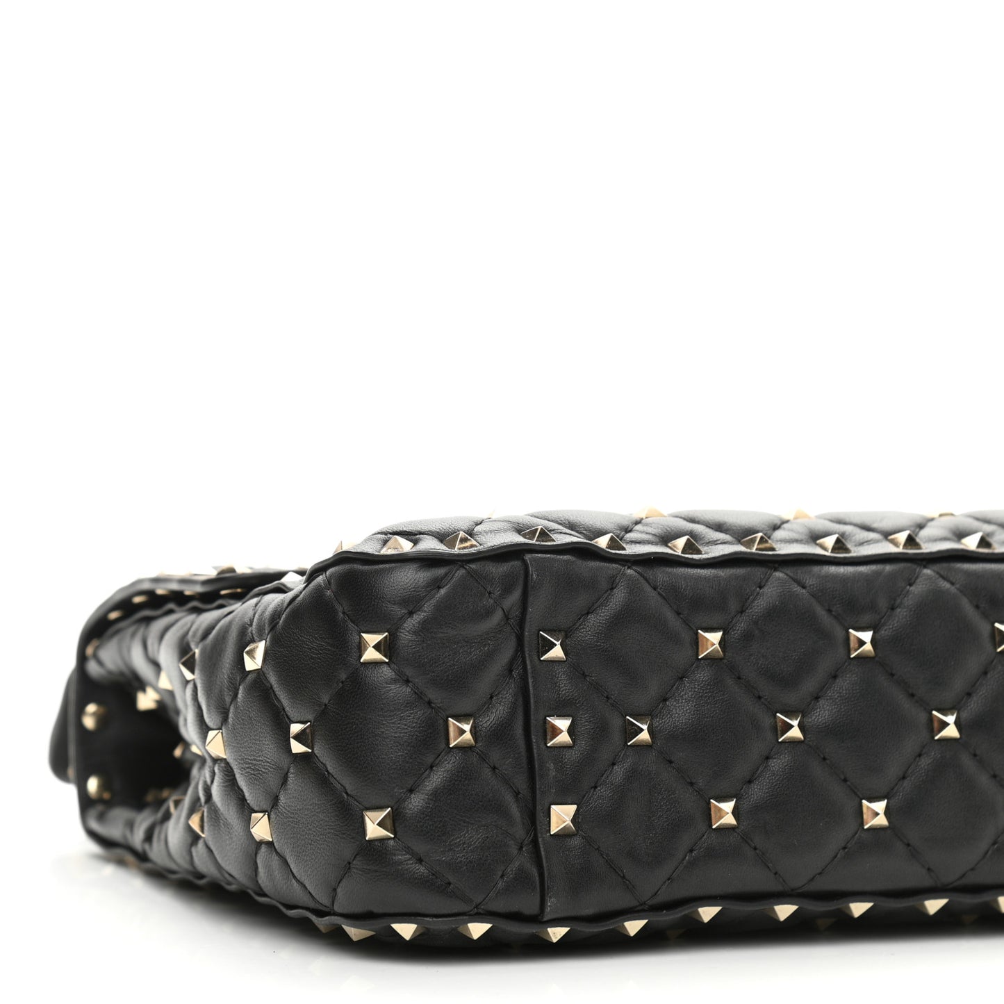Lambskin VLTN Print Medium Rockstud Spike Shoulder Bag Black
