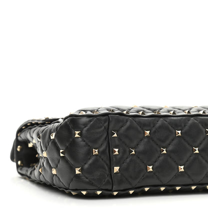 Valentino Garavani Lambskin VLTN Print Medium Rockstud Spike Shoulder Bag Black 8 of 10