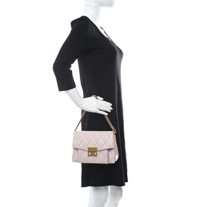 Givenchy Goatskin Quilted Small GV3 Shoulder Bag Pale Pink 2 of 12
