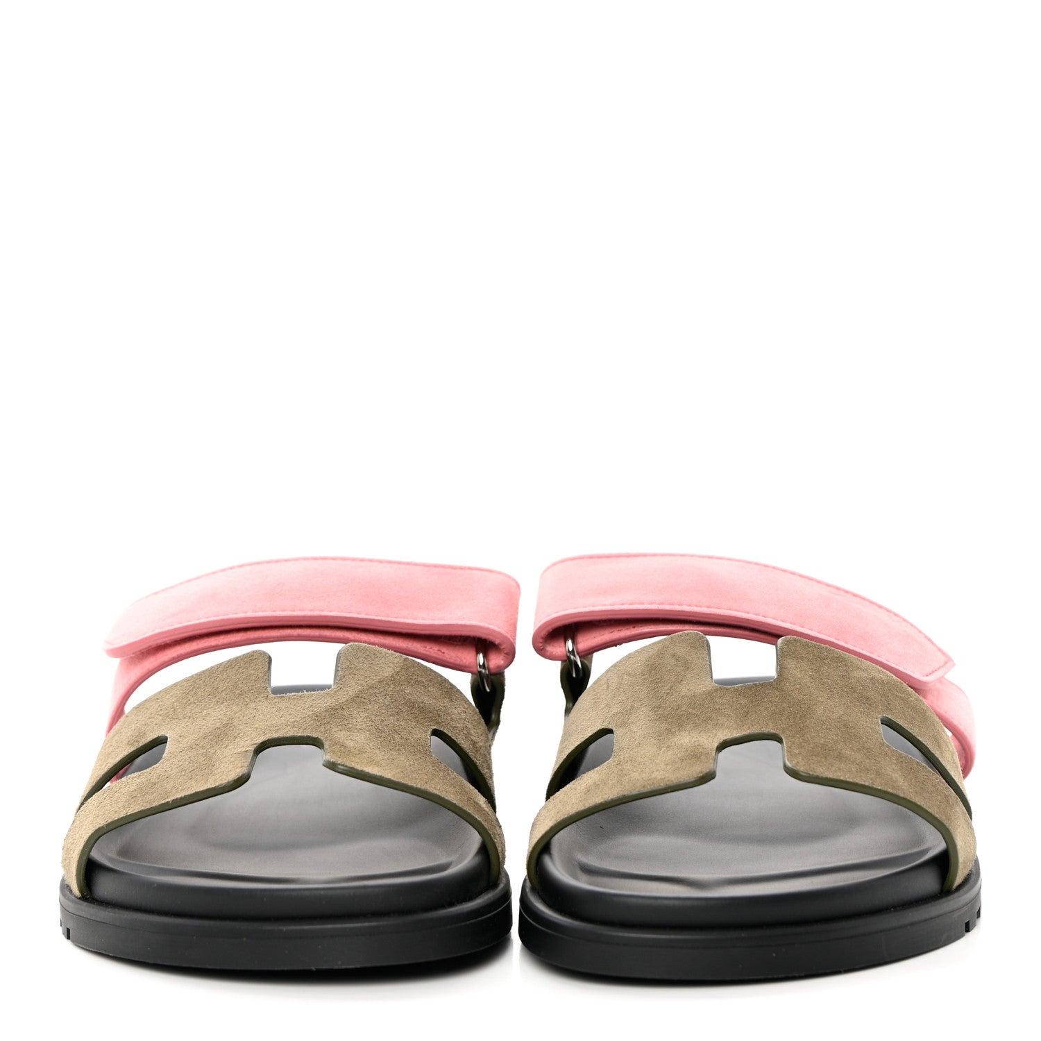 Hermes Suede Goatskin Womens Chypre Sandals 37.5 Toundra Rose Du Desert 2 of 11