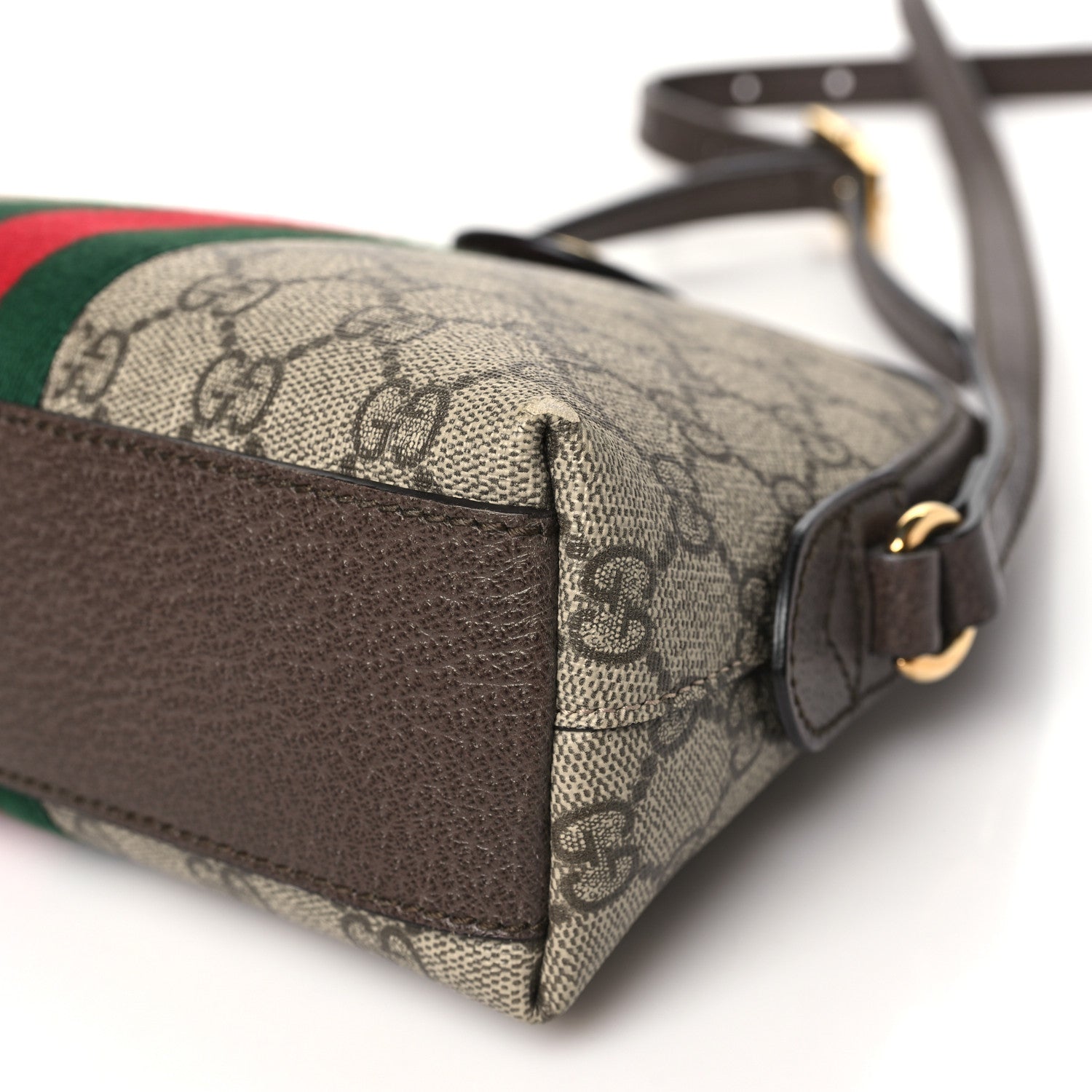 Gucci GG Supreme Monogram Textured Dollar Calfskin Web Small Ophidia Dome Shoulder Bag Beige Ebony New Acero 10 of 10