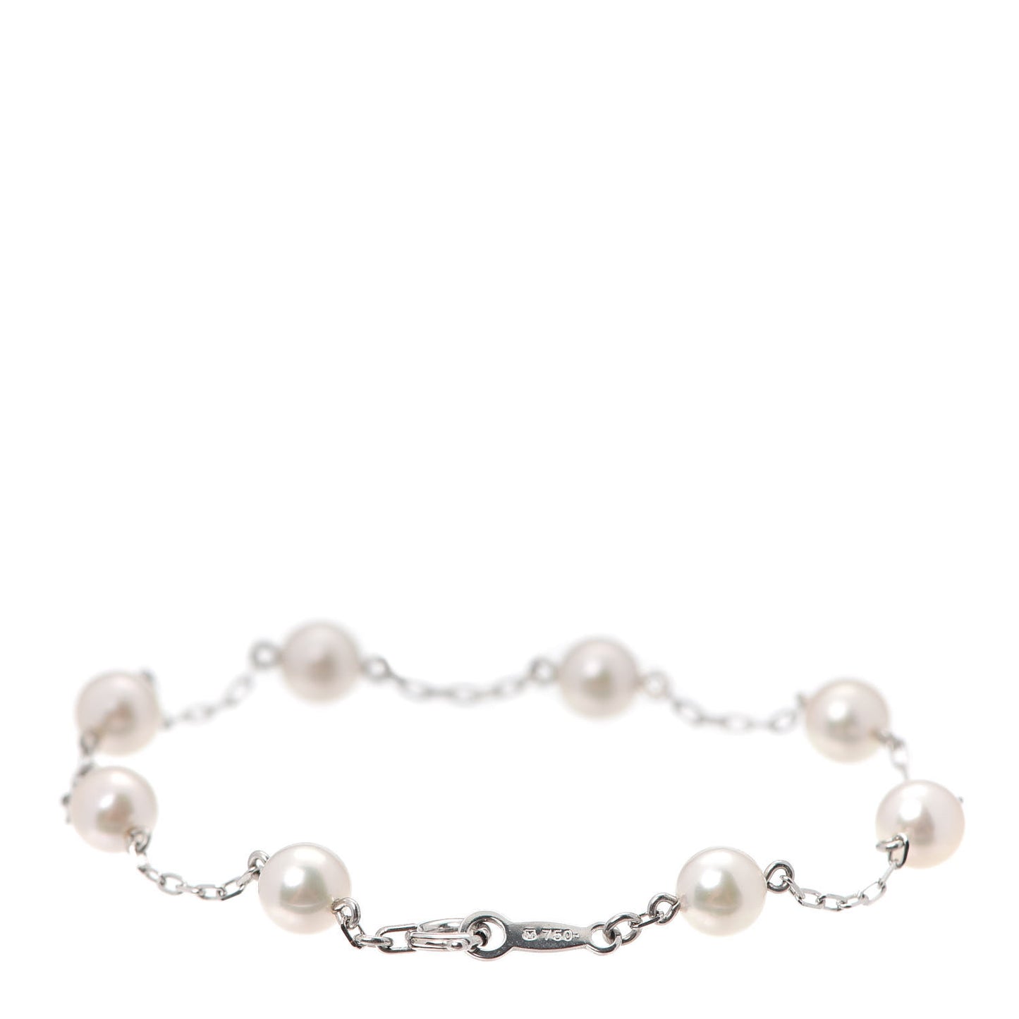 18K White Gold 5mm Akoya Pearl Station Bracelet