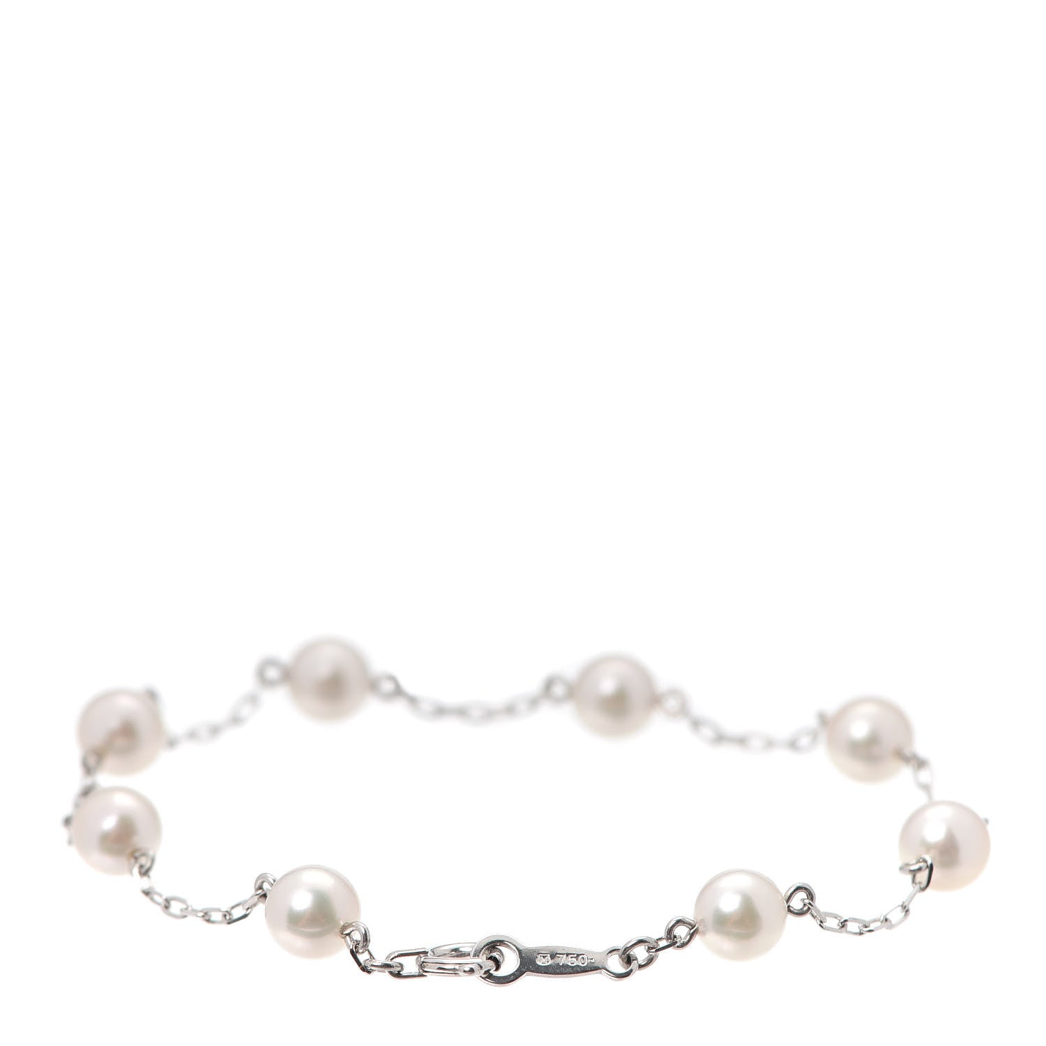 Mikimoto 18K White Gold 5mm Akoya Pearl Station Bracelet 3 of 4